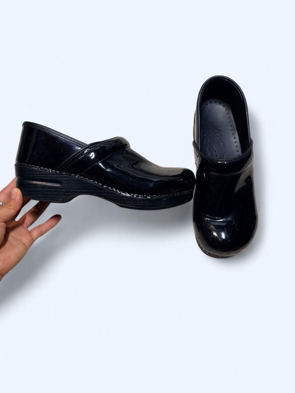 Dansko Black Patent Slip-On Clogs